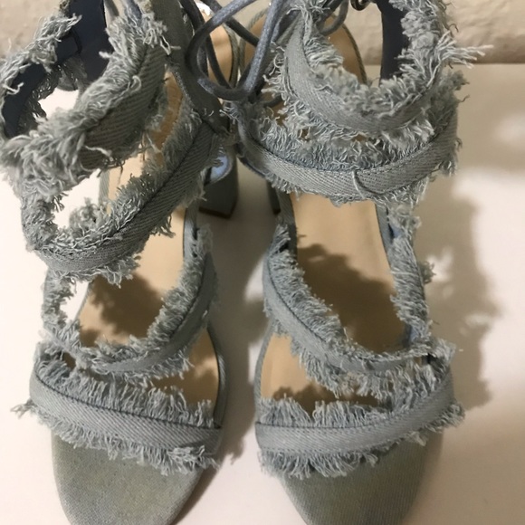 Guess Light Denim Heeled Sandals Size 6 - Picture 5 of 8